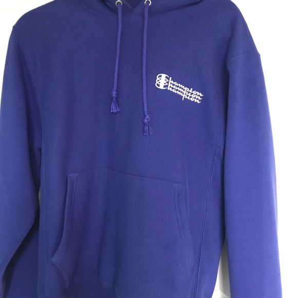 purple and blue champion hoodie